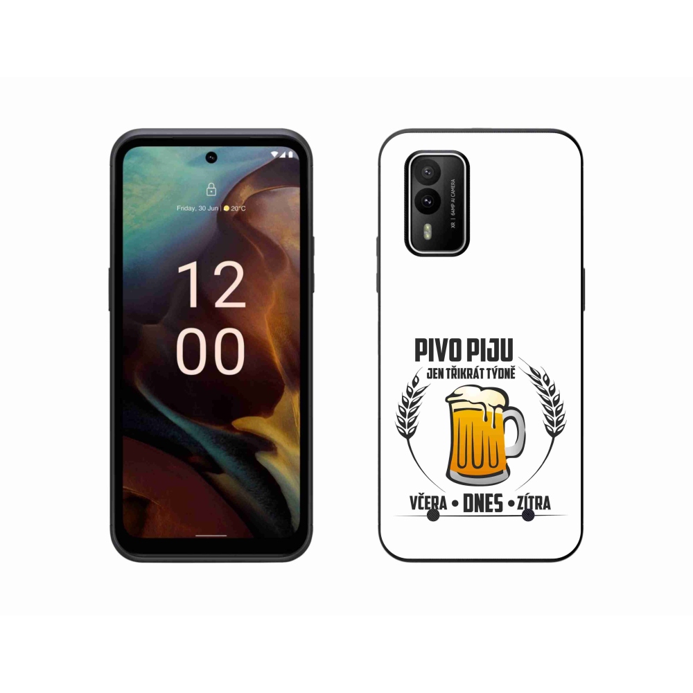 Gélový kryt mmCase na Nokia XR21 - pivný motív biele pozadie