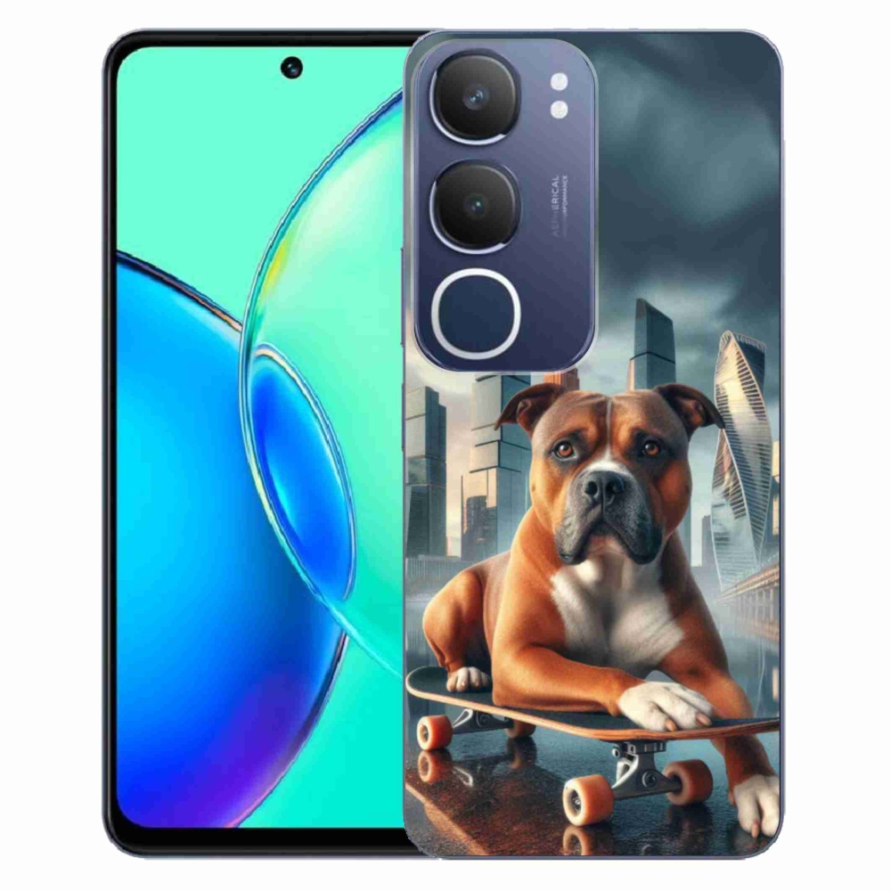 Gélový kryt mmCase na Vivo Y19s - pes na skateboarde