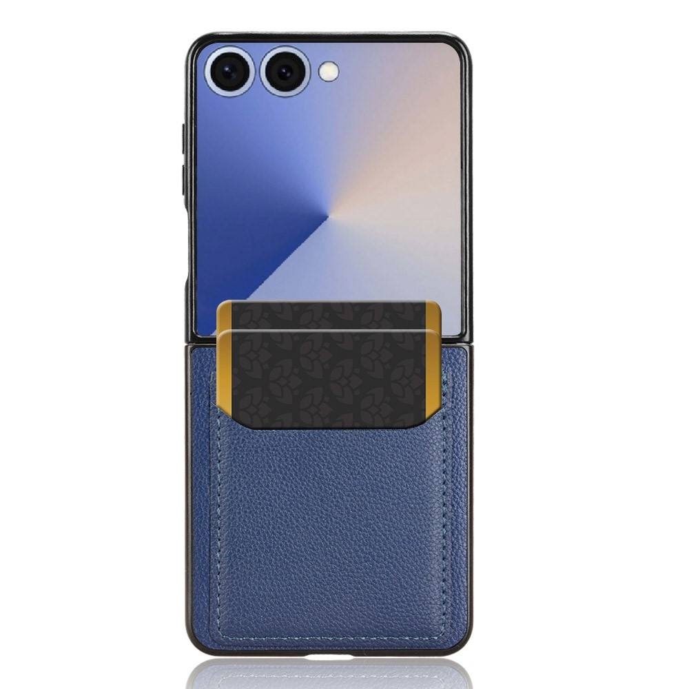 Combi plastový kryt s umelou kožou na Samsung Galaxy Z Flip7 5G - modrý