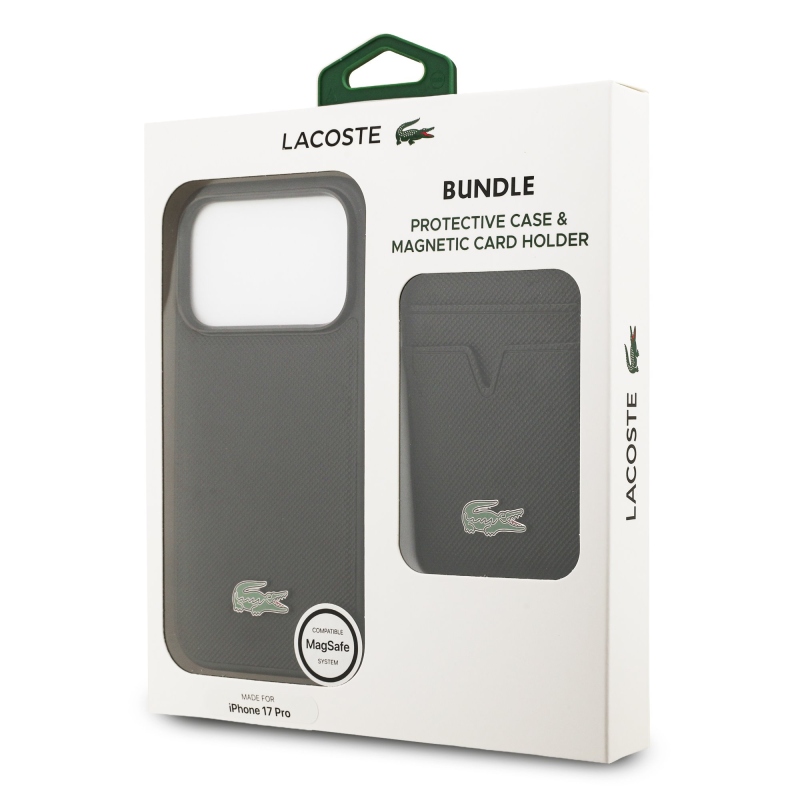 Lacoste Iconic Petit Pique MagSafe zadný kryt + peňaženka pre iPhone 17 Pro Black