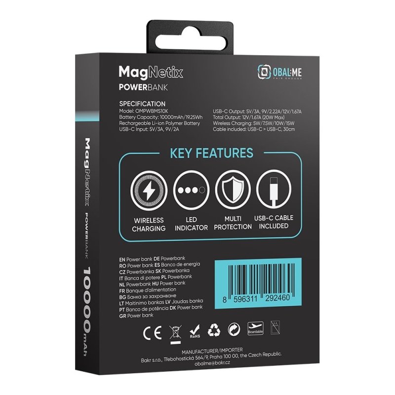 OBAL:ME MagNetix Powerbanka 10000mAh čierna