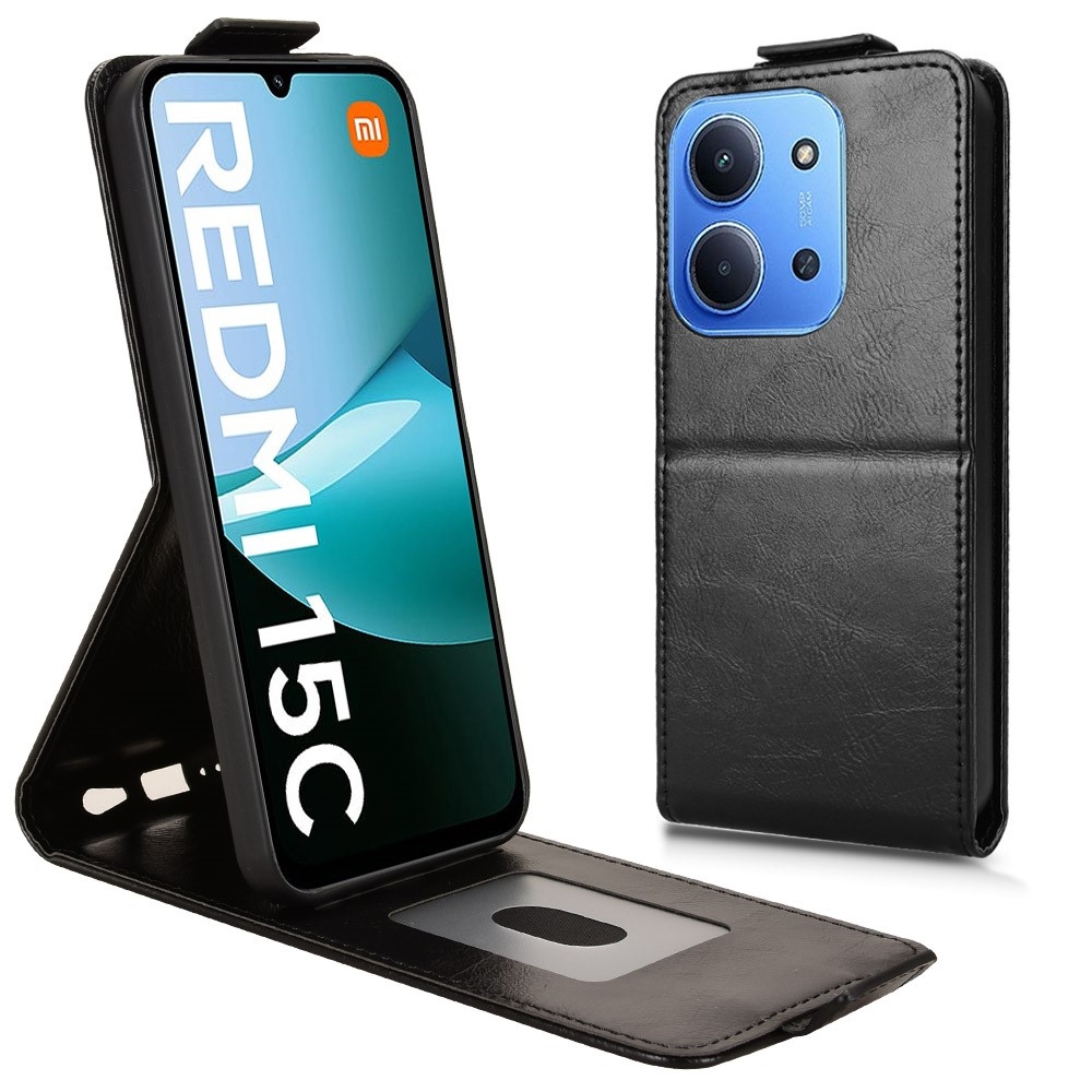 Vert flipové púzdro na Xiaomi Redmi 15C 4G (171mm)/Poco C85 4G (171mm) - čierne