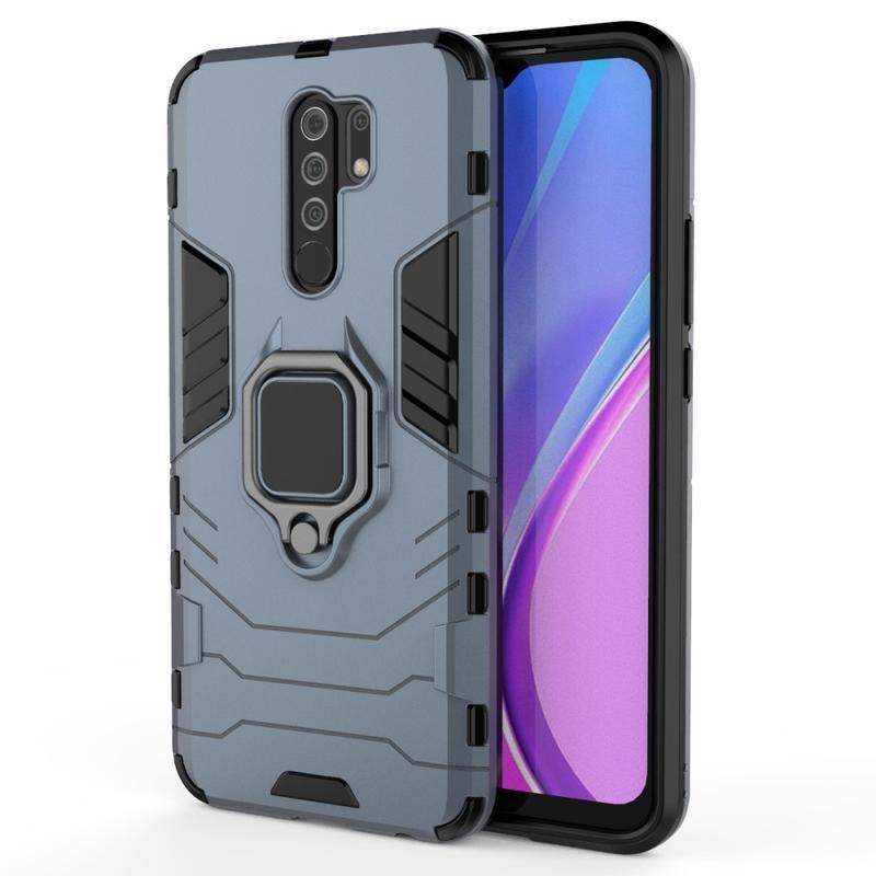 Holder odolný hybridný kryt s úchopom na prst na mobil Xiaomi Redmi 9 - modrý