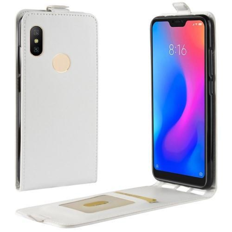 Holder PU kožené flipové puzdro na Xiaomi Redmi Note 6 Pro - biele