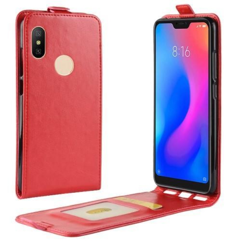 Holder PU kožené flipové puzdro na Xiaomi Redmi Note 6 Pro - červené