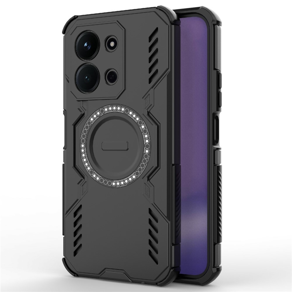 Hollow odolný kryt s MagSafe na Xiaomi Redmi 15C 4G (171mm)/Poco C85 4G (171mm) - čierny