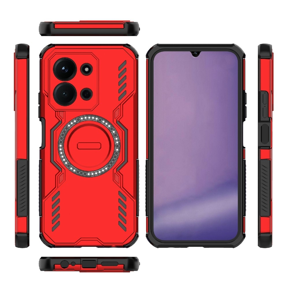 Hollow odolný kryt s MagSafe na Xiaomi Redmi 15C 4G (171mm)/Poco C85 4G (171mm) - červený