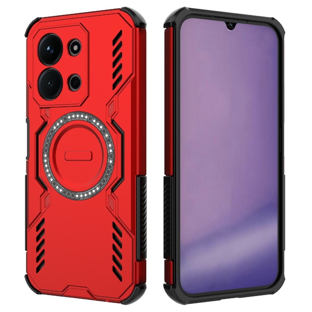 Hollow odolný kryt s MagSafe na Xiaomi Redmi 15C 4G (171mm)/Poco C85 4G (171mm) - červený