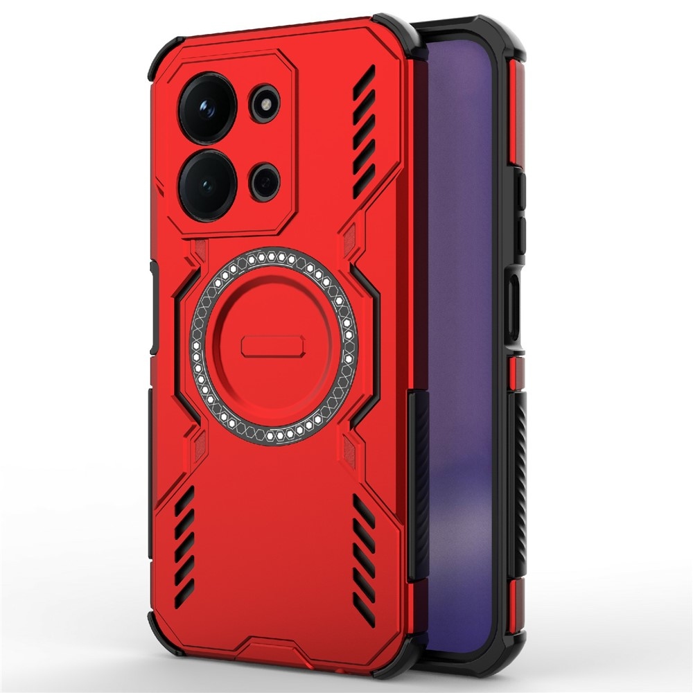 Hollow odolný kryt s MagSafe na Xiaomi Redmi 15C 4G (171mm)/Poco C85 4G (171mm) - červený