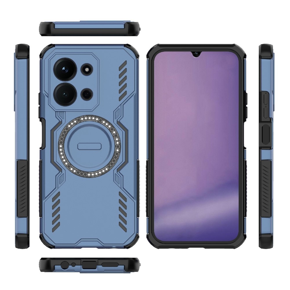 Hollow odolný kryt s MagSafe na Xiaomi Redmi 15C 4G (171mm)/Poco C85 4G (171mm) - modrý