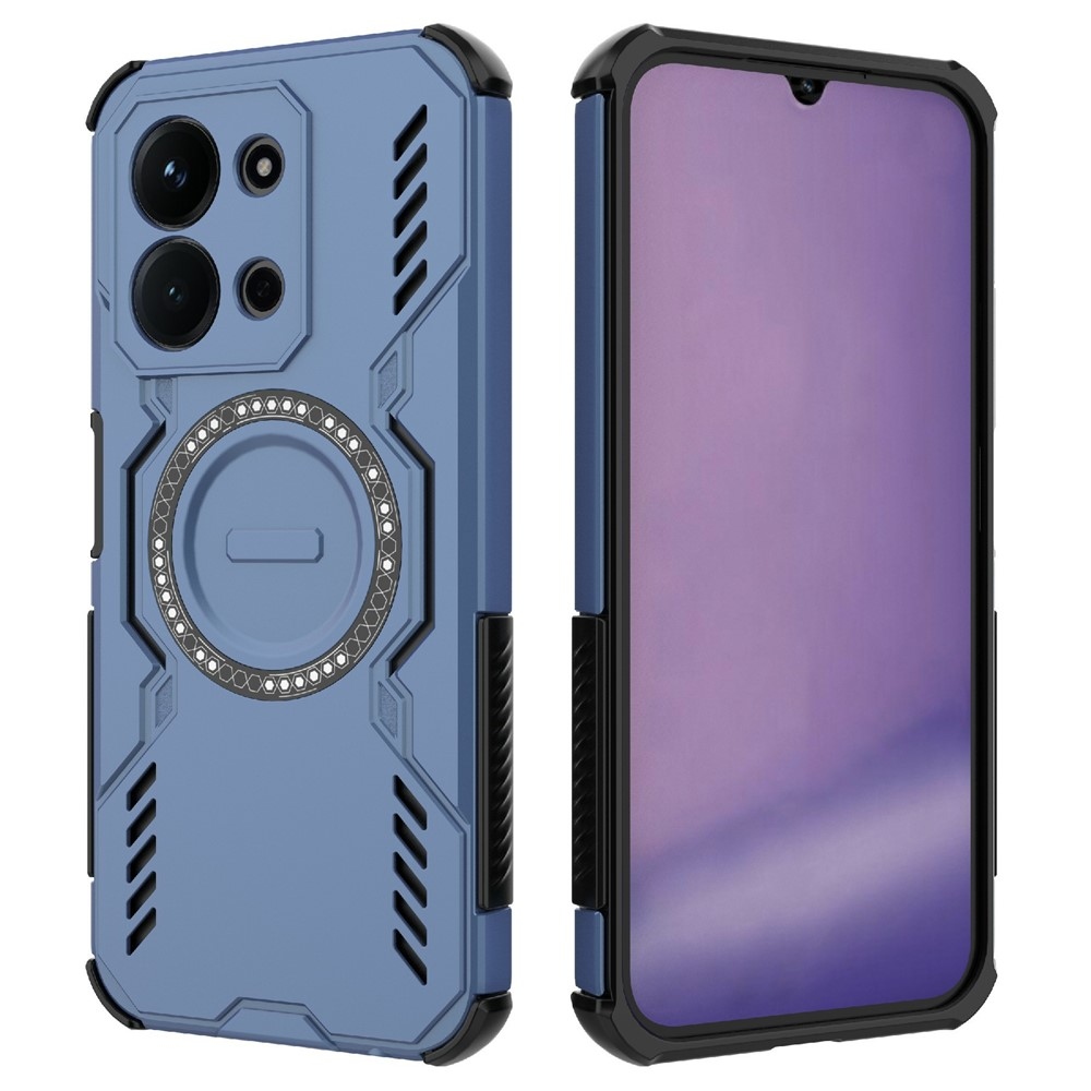 Hollow odolný kryt s MagSafe na Xiaomi Redmi 15C 4G (171mm)/Poco C85 4G (171mm) - modrý