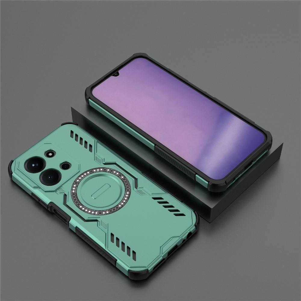 Hollow odolný kryt s MagSafe na Xiaomi Redmi 15C 4G (171mm)/Poco C85 4G (171mm) - zelený