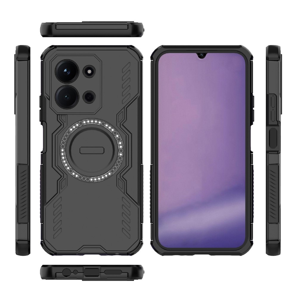 Hollow odolný kryt s MagSafe na Xiaomi Redmi 15C 4G/5G (173mm)/Poco C85 (173mm) - čierny