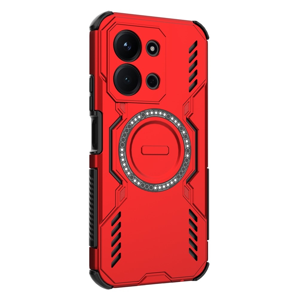 Hollow odolný kryt s MagSafe na Xiaomi Redmi 15C 4G/5G (173mm)/Poco C85 (173mm) - červený