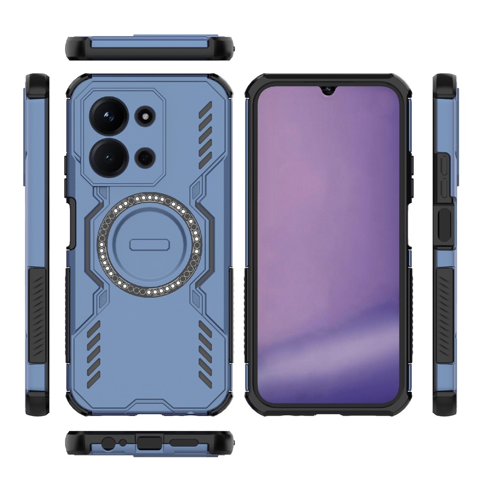 Hollow odolný kryt s MagSafe na Xiaomi Redmi 15C 4G/5G (173mm)/Poco C85 (173mm) - modrý