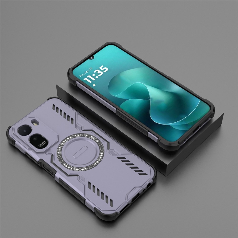 Hollow odolný kryt s MagSafe na Xiaomi Redmi A7 Pro - fialový