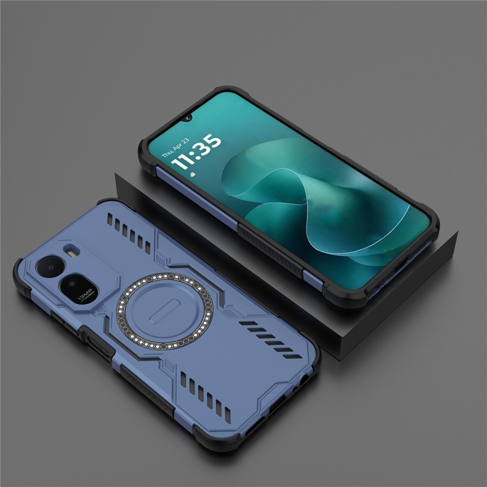 Hollow odolný kryt s MagSafe na Xiaomi Redmi A7 Pro - modrý