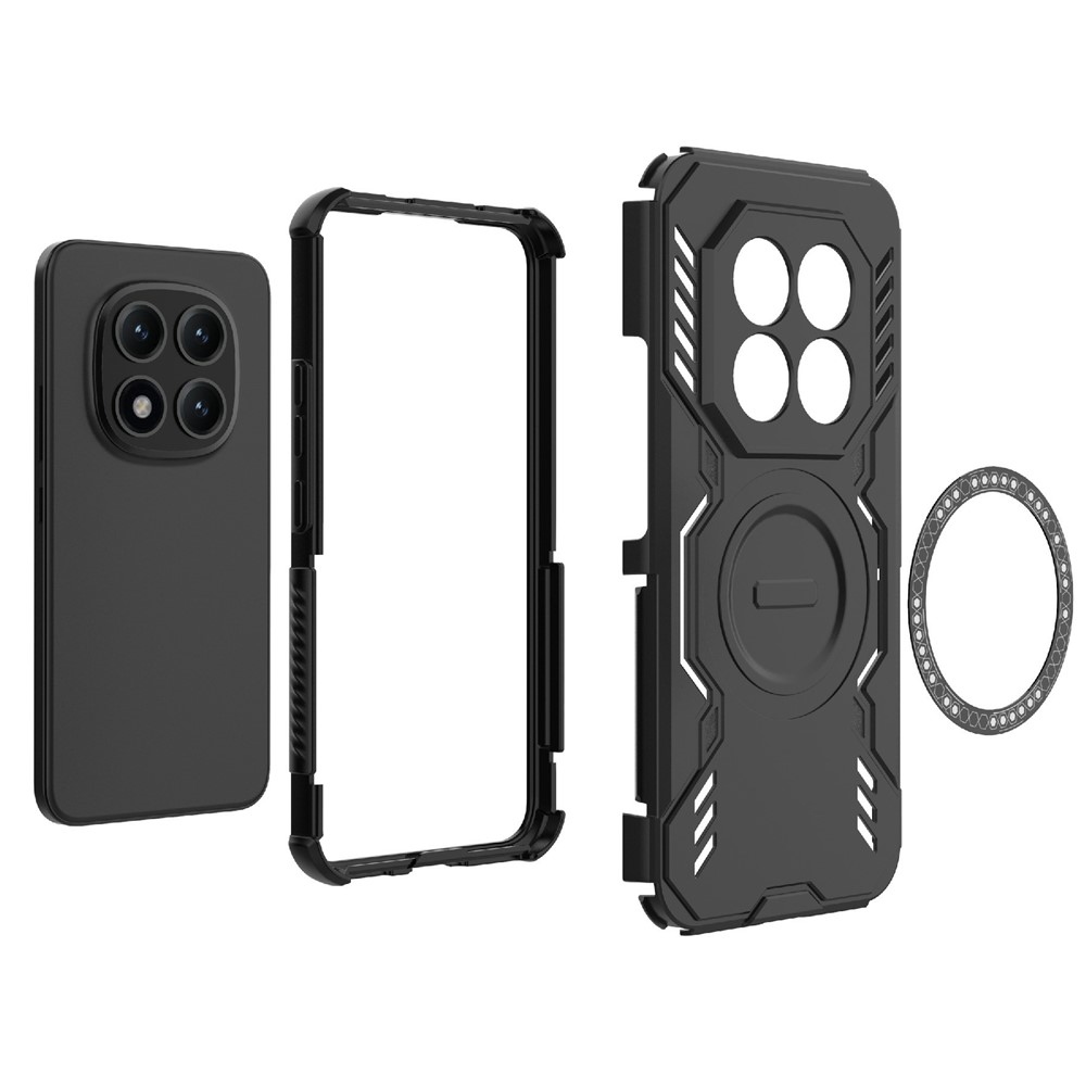 Hollow odolný kryt s MagSafe na Xiaomi Redmi Note 15 Pro+ 5G - čierny