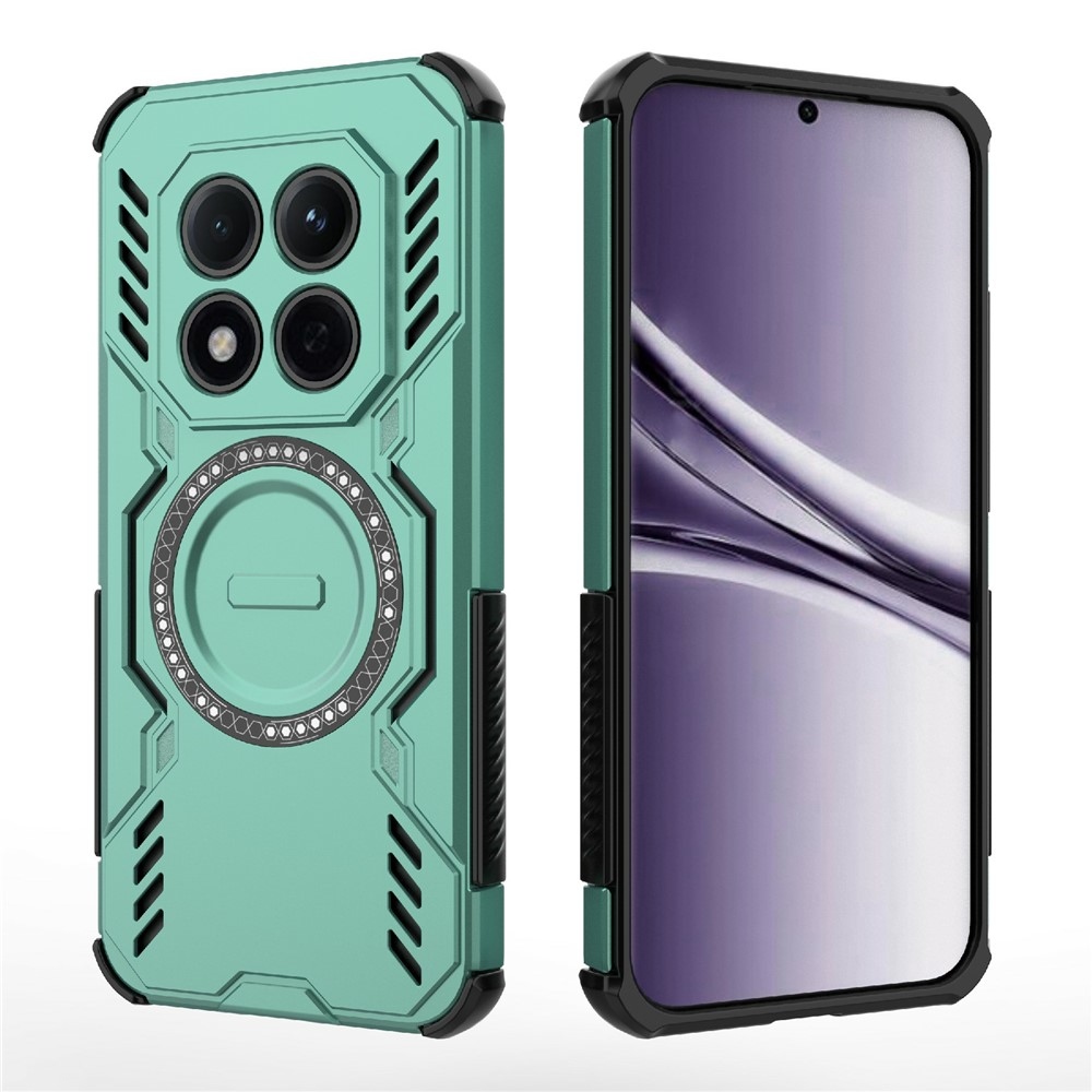 Hollow odolný kryt s MagSafe na Xiaomi Redmi Note 15 Pro 5G - zelený