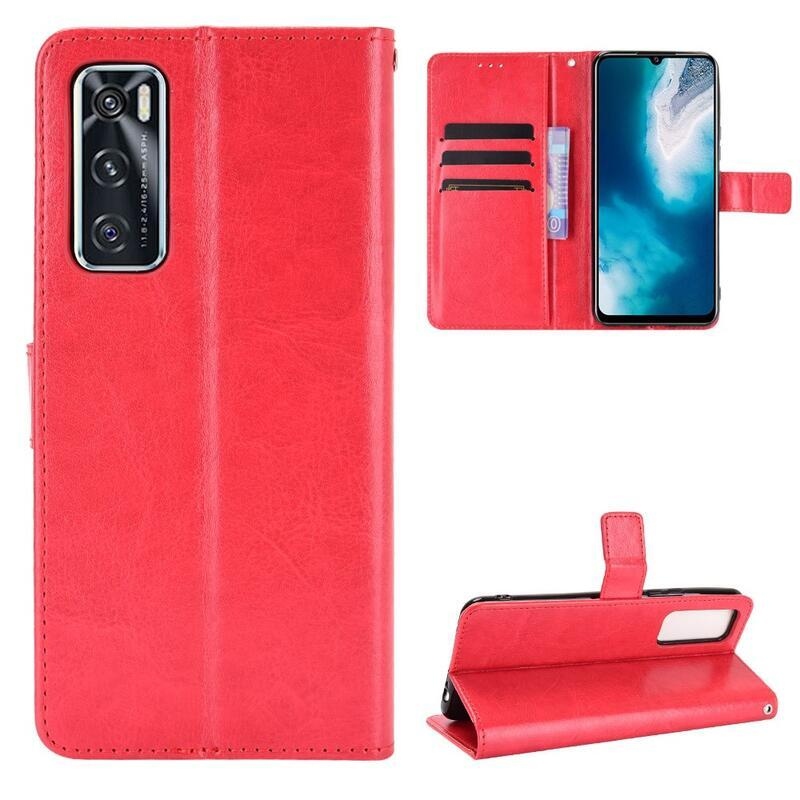 Horse PU kožené peňaženkové púzdro na mobil Vivo Y70 - červené