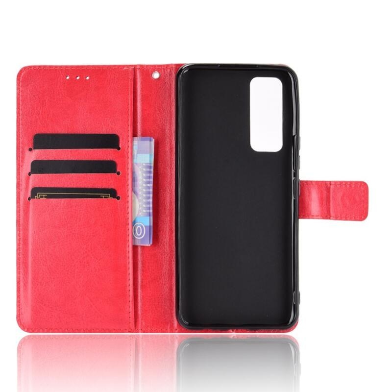 Horse PU kožené peňaženkové púzdro na mobil Vivo Y70 - červené