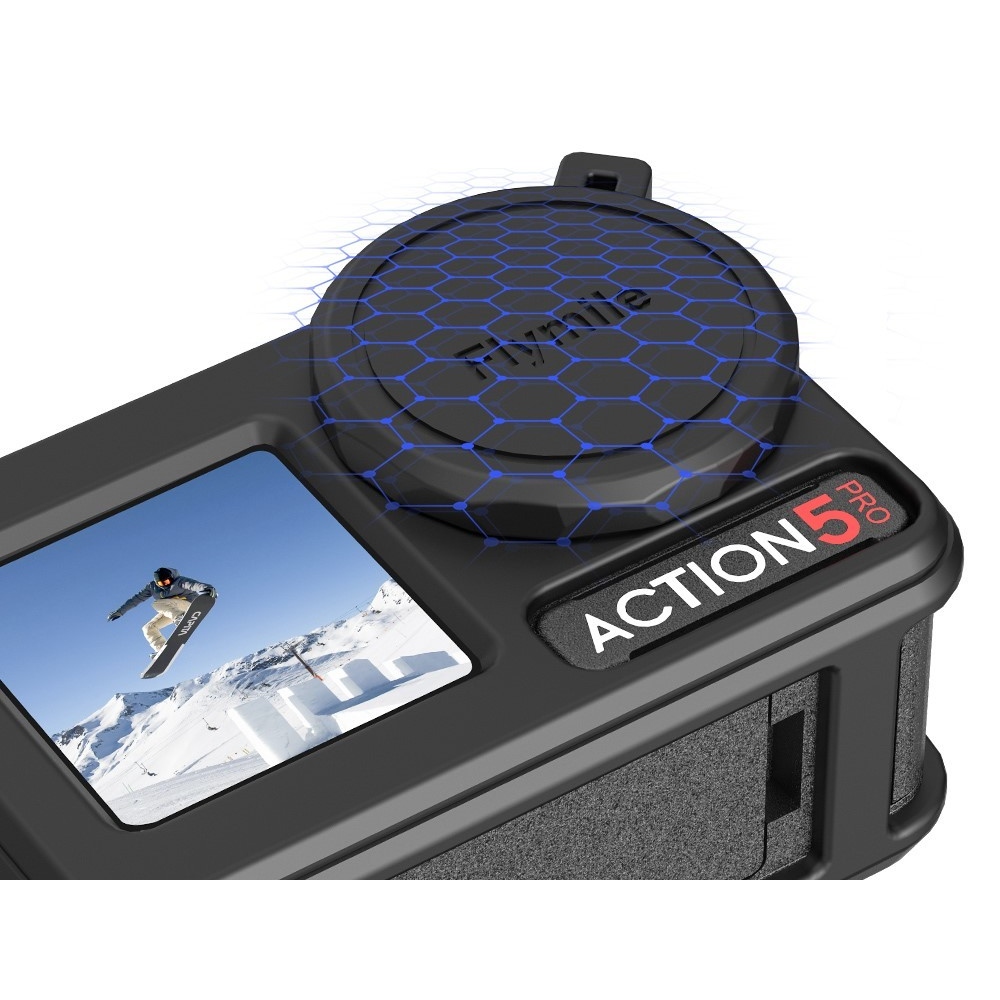 FLYMILE silikónový ochranný obal s krytkou objektívu pre DJI Osmo Action 5 Pro - čierny