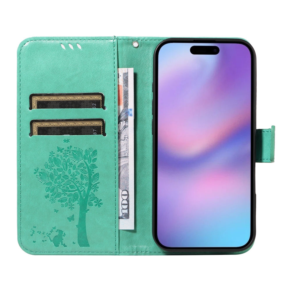 Trees knižkové puzdro na iPhone 17 - modrozelené