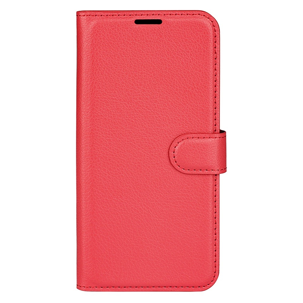 Litchi knižkové púzdro na Samsung Galaxy S25 Edge - červené