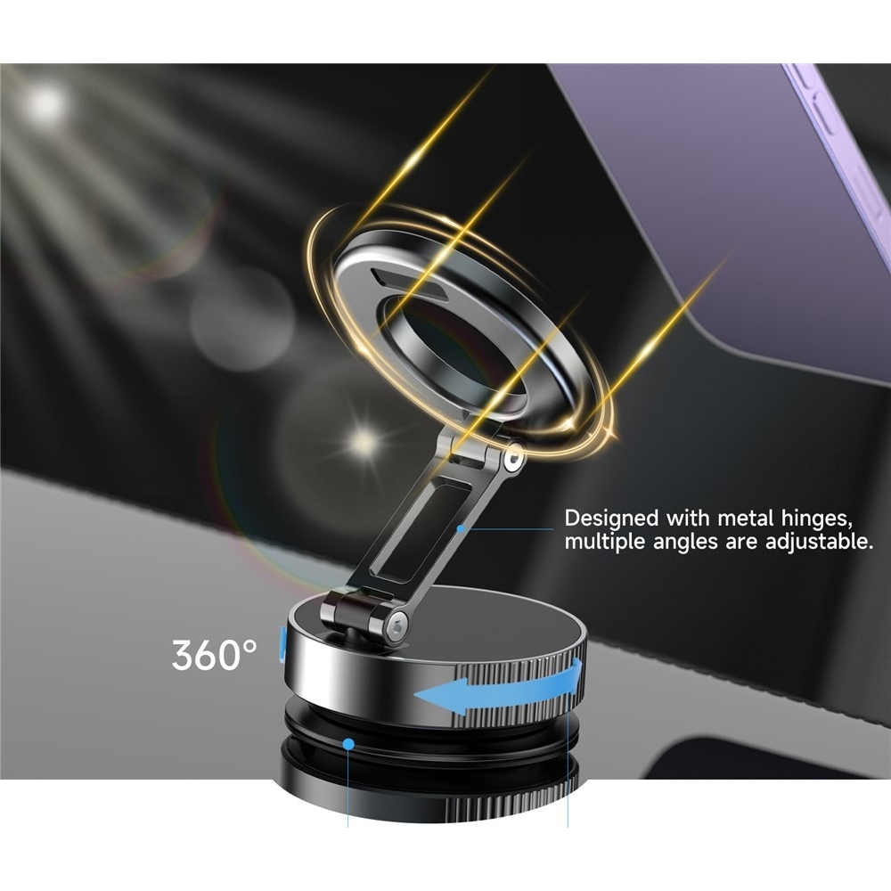 K11 skladací magnetický držiak na mobil s vákuovou prísavkou - čierny