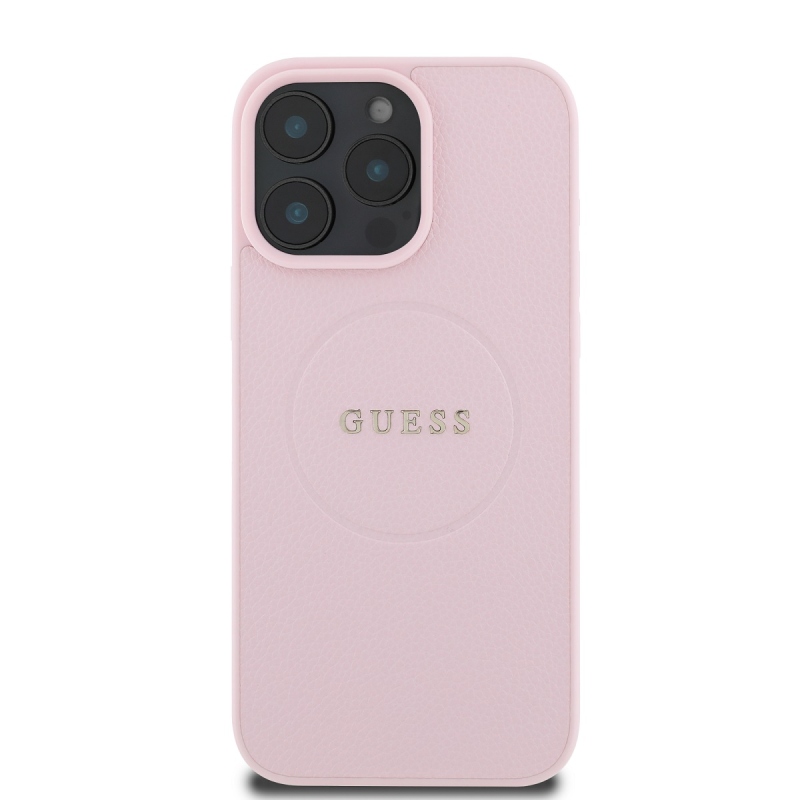 Guess PU Grained Classic Logo MagSafe Zadný Kryt pre iPhone 16 Pro Pink