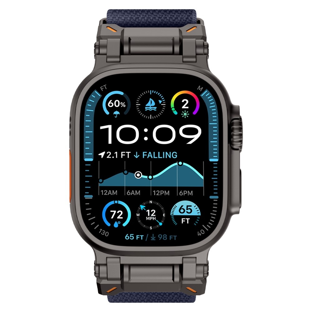 Metal nylonový remienok na Apple Watch Ultra/Ultra 2 49mm/SE/SE 2022/2023 44mm/10 46mm/9/8/7 45mm/6/5/4 44mm/3/2/1 42 mm - modrý