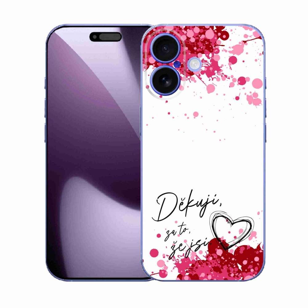 Gélový kryt mmCase na iPhone 17 - zamilovaný text 2 biele pozadie