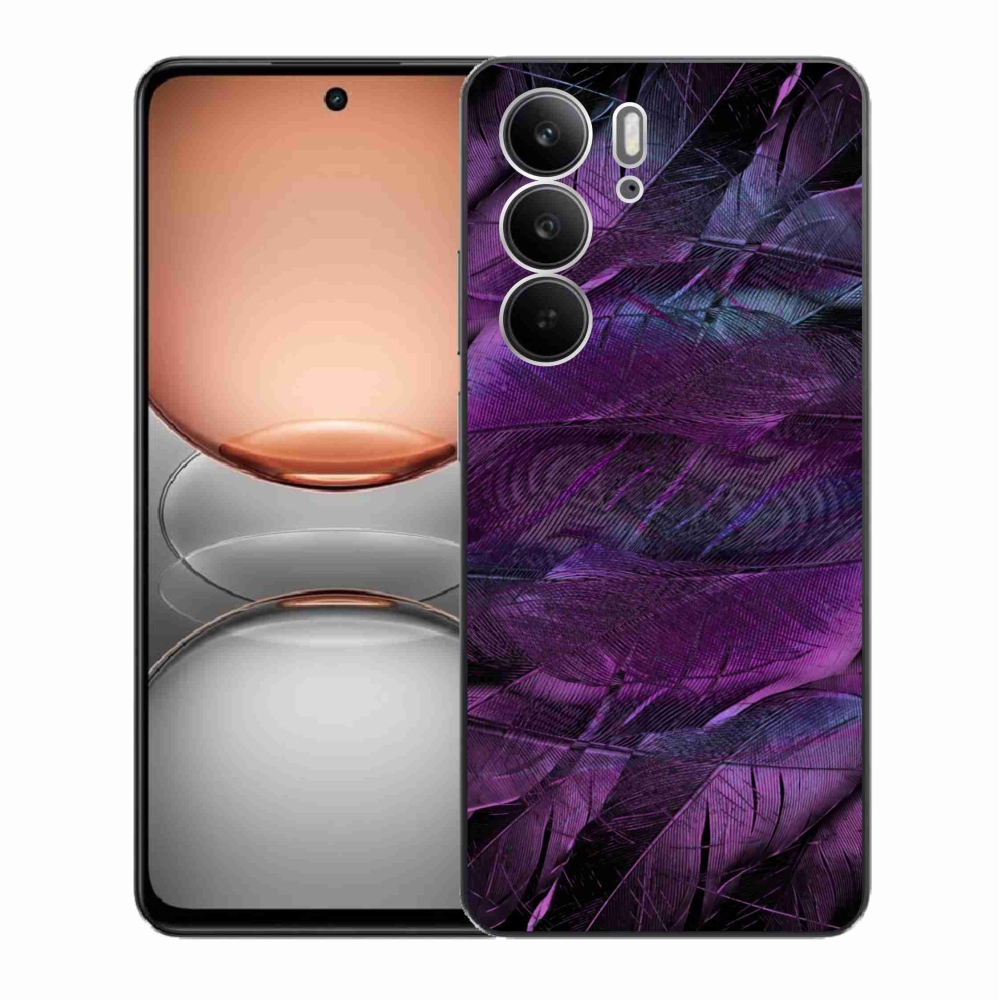 Gélový kryt mmCase na Realme C75 - fialové pierka