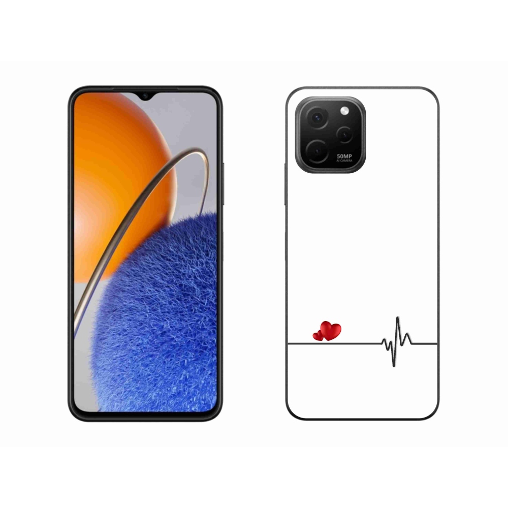 Gélový kryt mmCase na Huawei Nova Y61 - srdce a tep biele pozadie