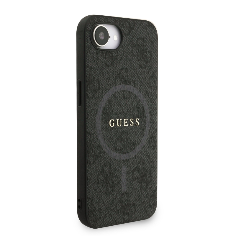 Guess PU Leather 4G Colored Ring Strap MagSafe Zadný Kryt pre iPhone 16e Black