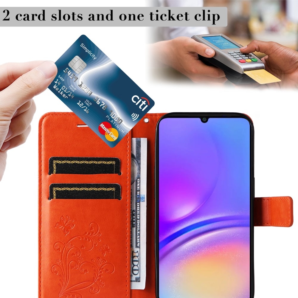 Big Butterfly knižkové púzdro na Samsung Galaxy A06 4G - oranžové