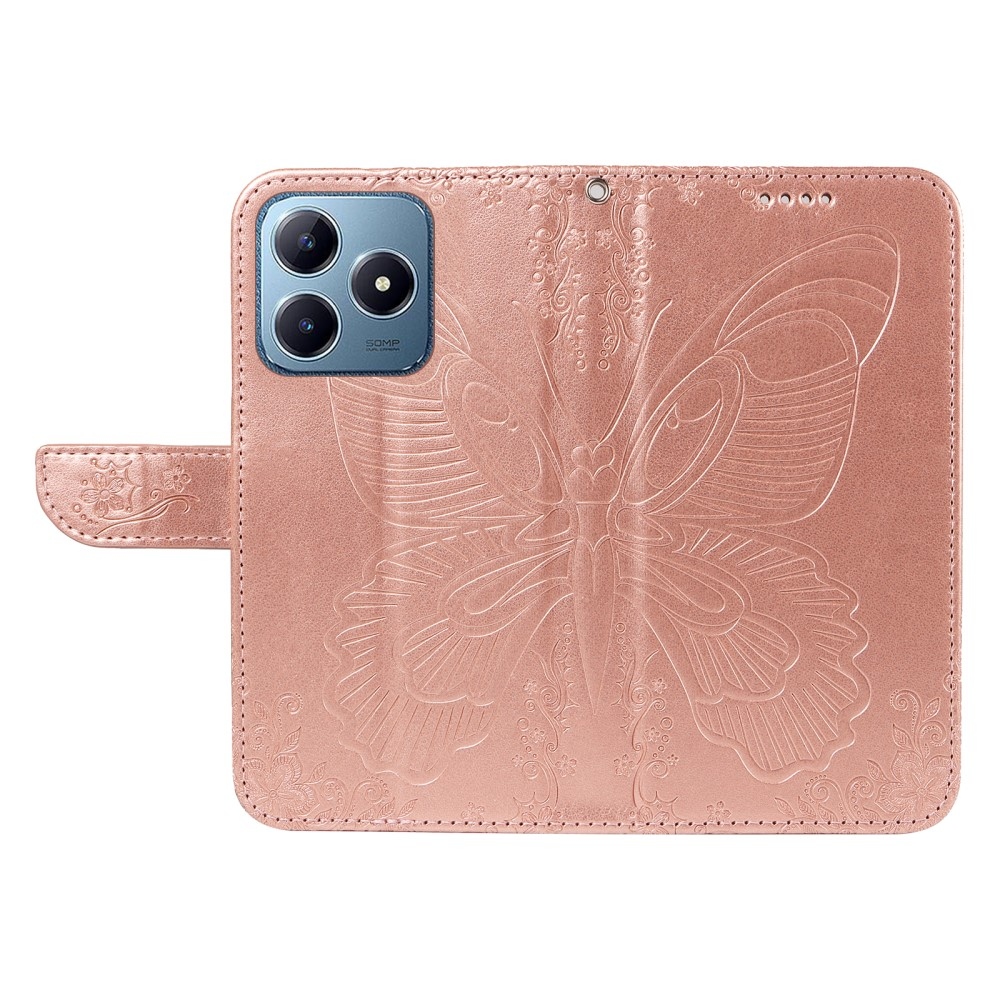 Floral Butterfly knižkové púzdro na Realme C61/C63 - ružovozlaté