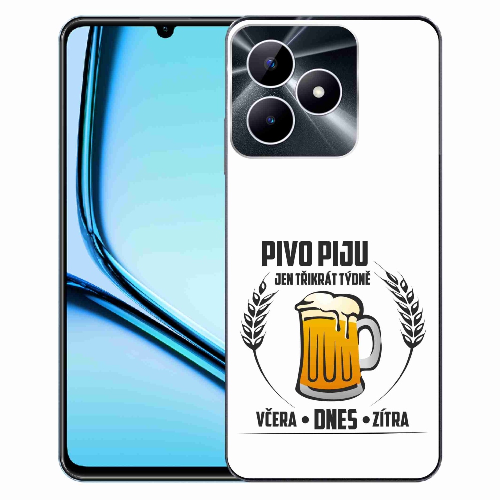 Gélový kryt mmCase na Realme Note 50 - pivný motív biele pozadie