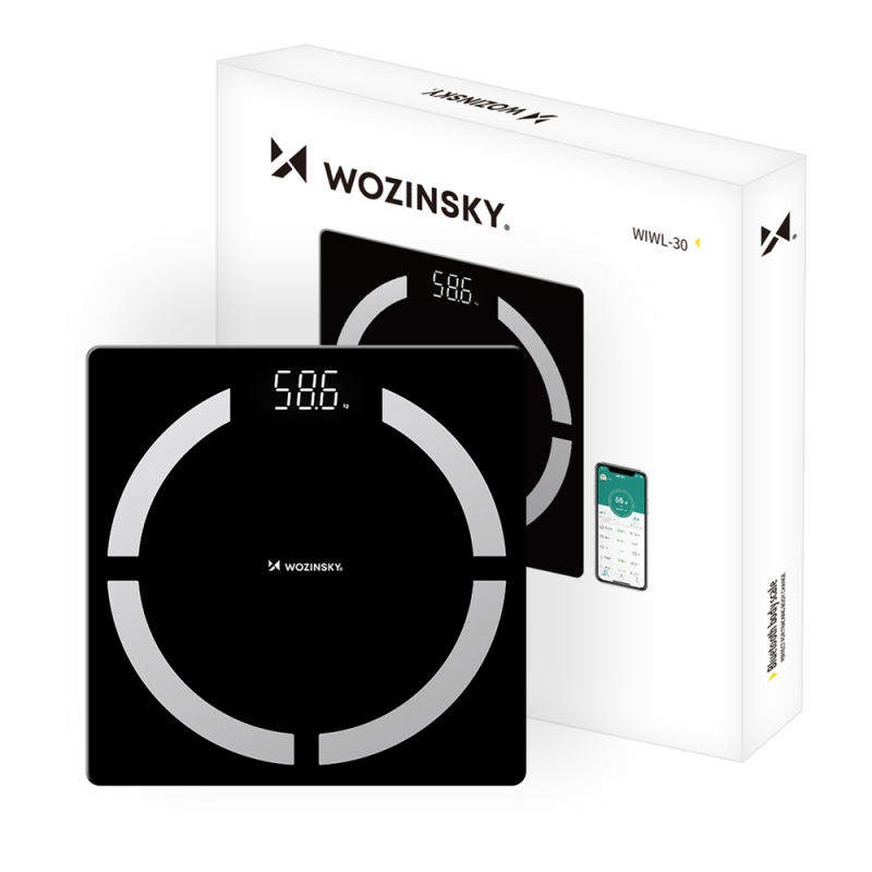 Inteligentná Bluetooth váha do kúpeľne Wozinsky WIWL-30 – čierna