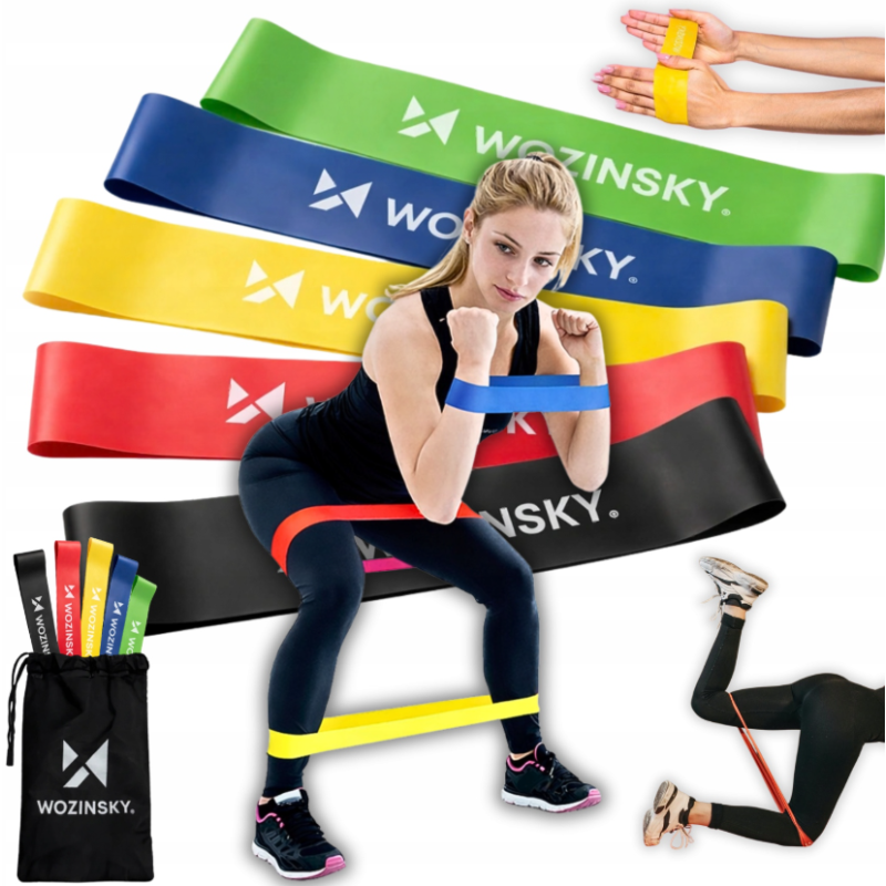 Wozinsky WGO-5 sada odporových gumičiek na cvičenie Mini Bands, 5 ks s rôznou tuhosťou