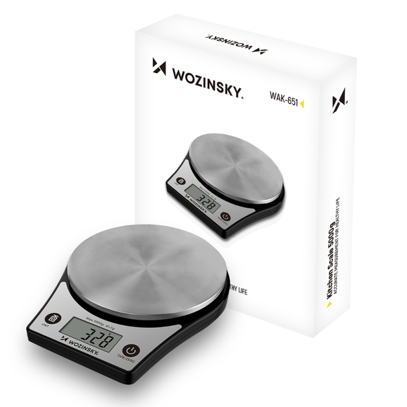 Kuchynská váha Wozinsky WAK-651 s LCD displejom, nosnosť až 5 kg – čierna