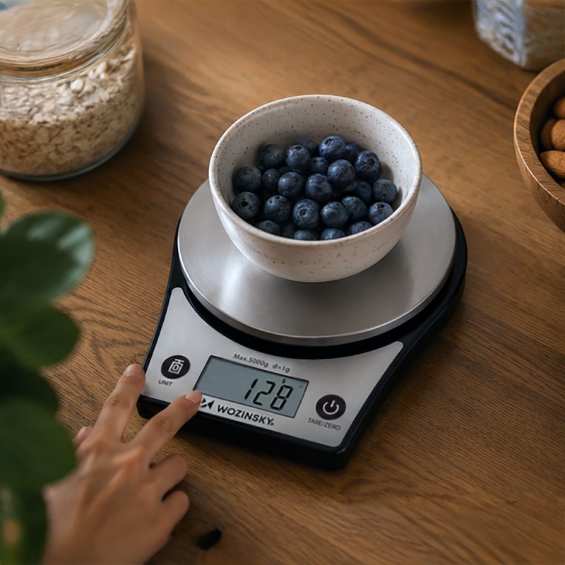 Kuchynská váha Wozinsky WAK-651 s LCD displejom, nosnosť až 5 kg – čierna