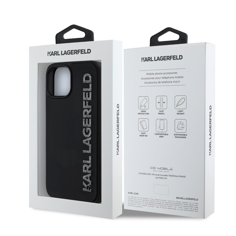 Zadný kryt Karl Lagerfeld 3D Rubber Glitter Logo pre iPhone 13 Black