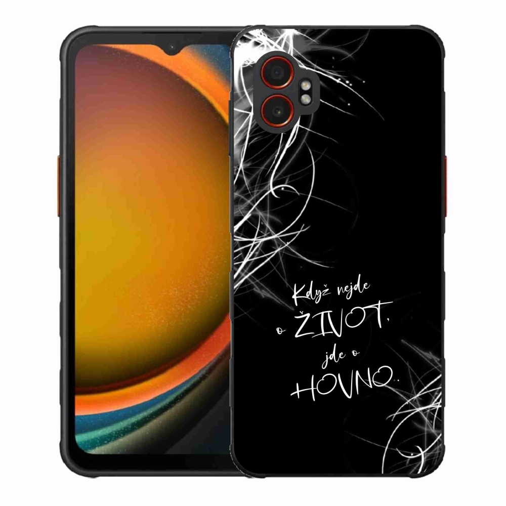 Gélový kryt mmCase na Samsung Galaxy Xcover 7 Pro - vtipný text 16 čierne pozadie