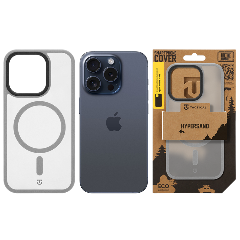 Tactical MagForce Hypersand puzdro pre Apple iPhone 15 Pro, svetlošedé
