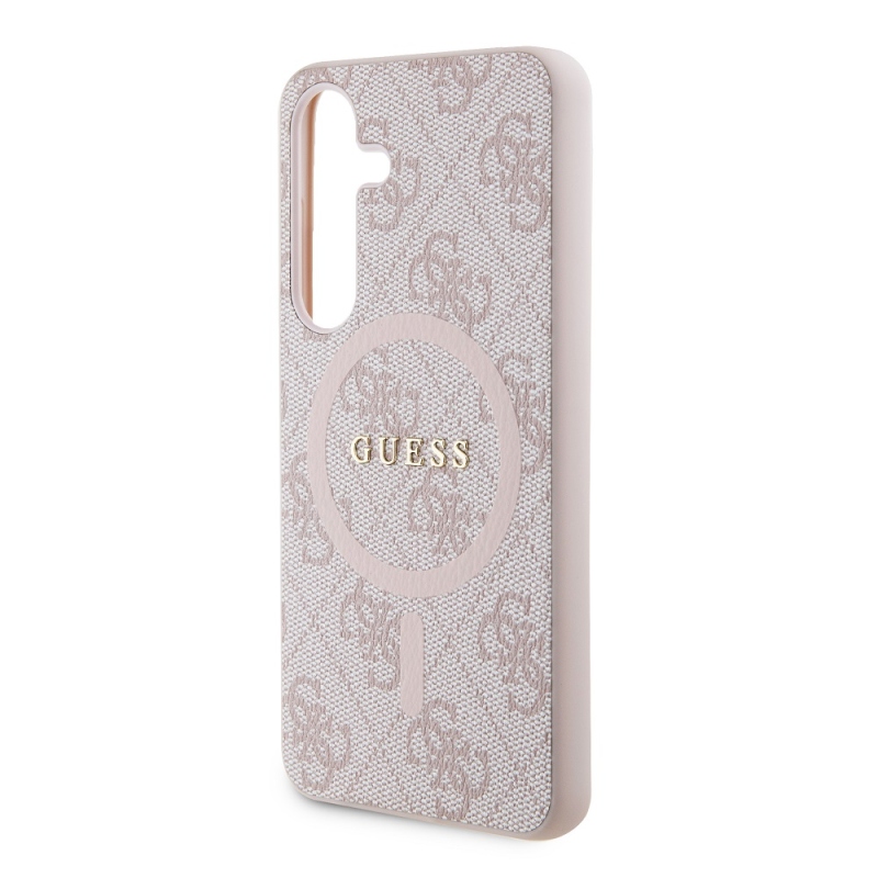 Guess PU Leather 4G Colored Ring MagSafe Zadný Kryt pre Samsung Galaxy S24 Pink