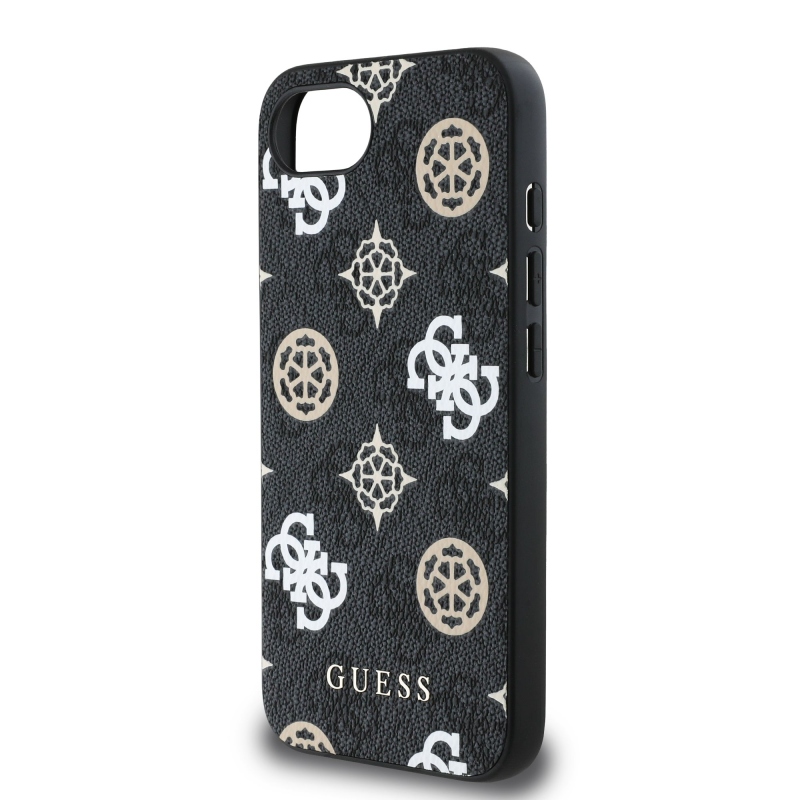 Guess PU 4G Peony MagSafe zadný kryt pre iPhone 16e/17e Black