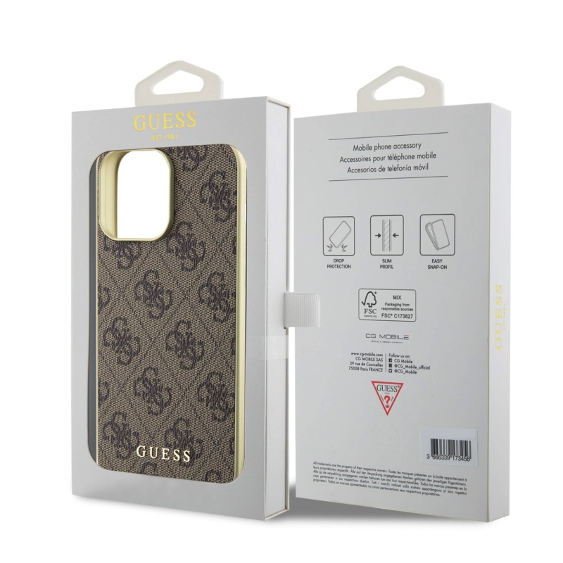 Guess 4G Charm Zadný Kryt pre iPhone 15 Pro Max Brown