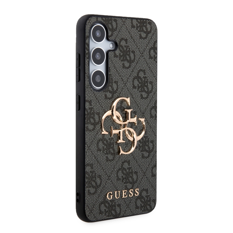 Guess PU 4G Metal Logo Zadný Kryt pre Samsung Galaxy S24+ Grey