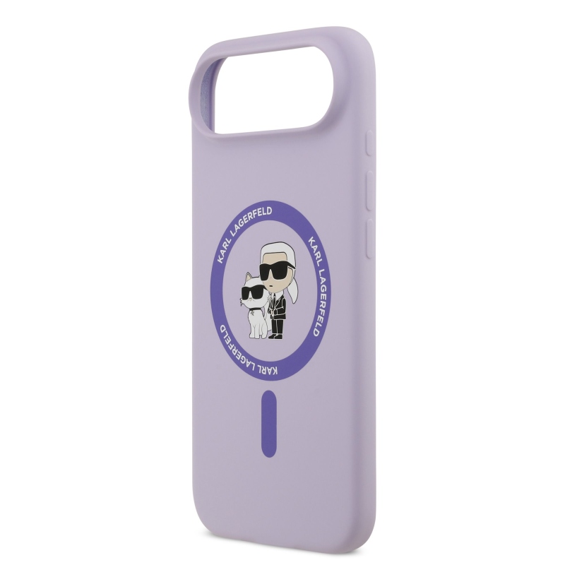 Karl Lagerfeld Tekutý silikónový kryt Karl and Choupette MagSafe pre iPhone 17 Air Purple